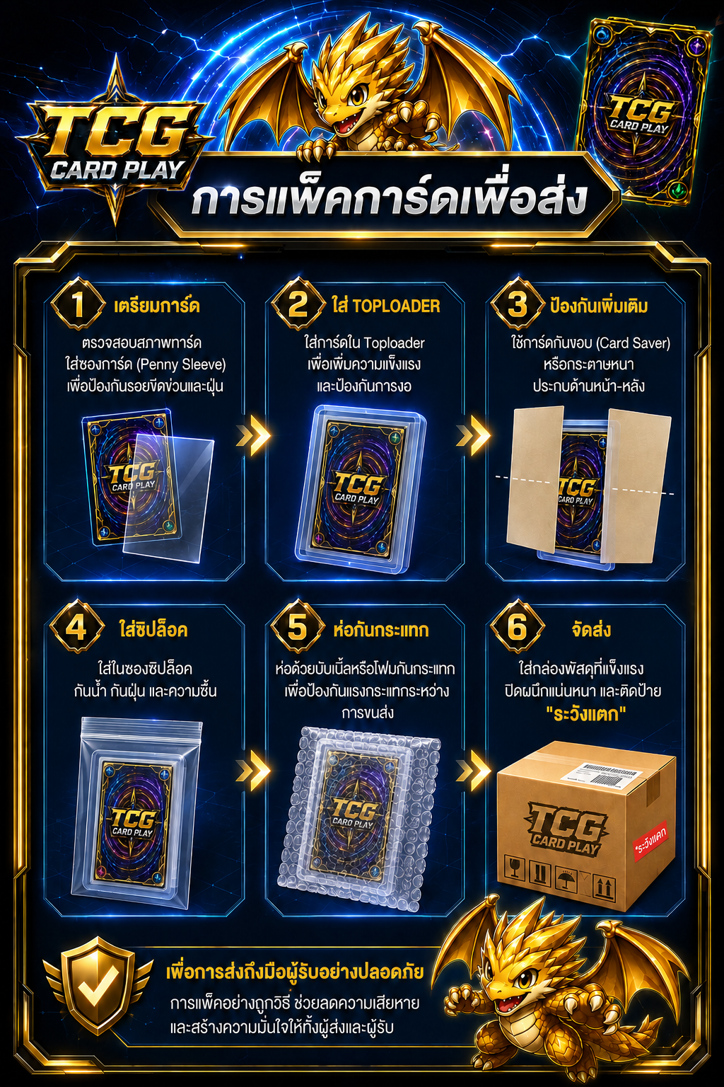 การแพ็คการ์ดเพื่อจัดส่ง TCG Card Play